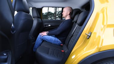 Auto Express chief reviewer sitting in the Jeep Avenger&#039;s back seat